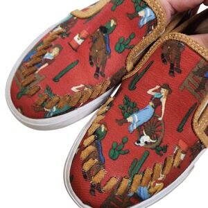 REBA By Justin Alice Red Shoes Womens 6 Cowgirl Canvas Slip On 1905 RML092